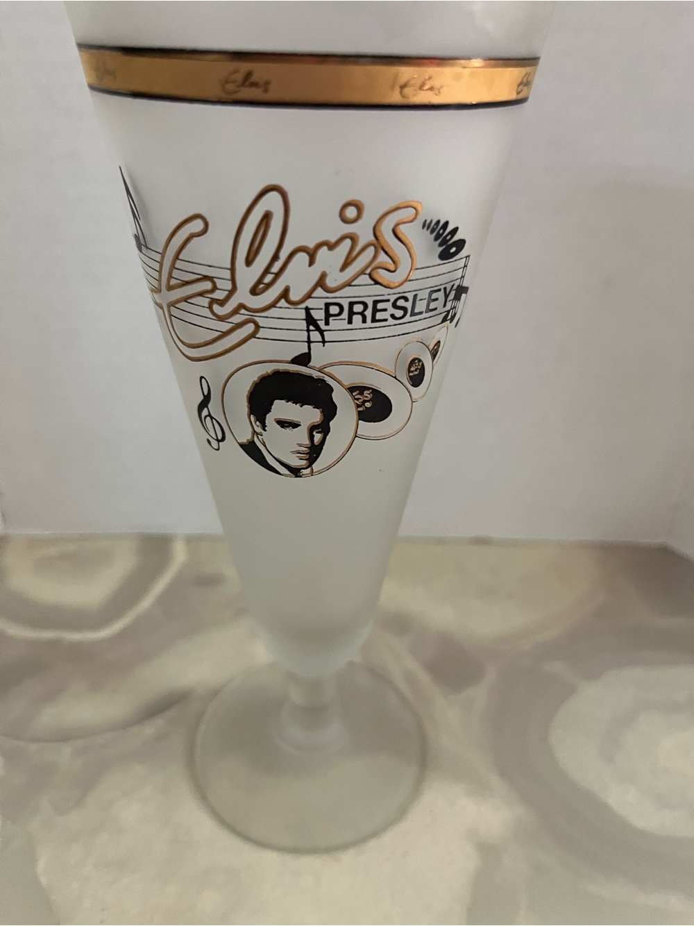 Frosted Champagne Flute with Gold Accents